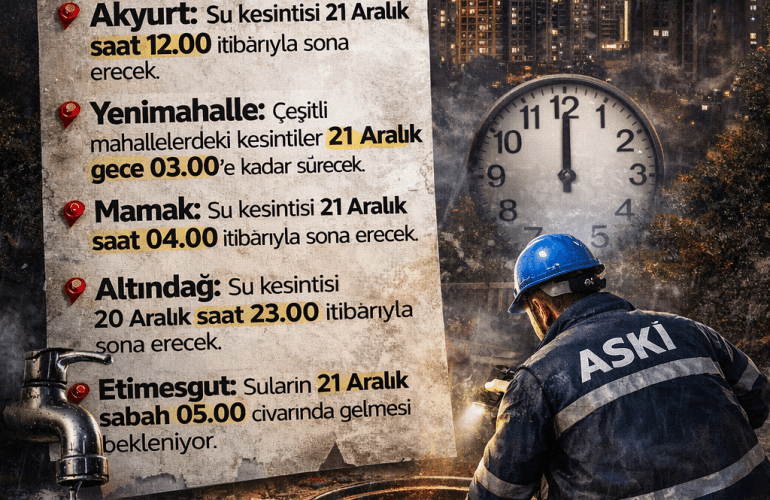 Ankara’da ASKİ Alarmı! 21–22 Aralık’ta Hangi İlçelerde Sular Kesik, Ne Zaman Gelecek?